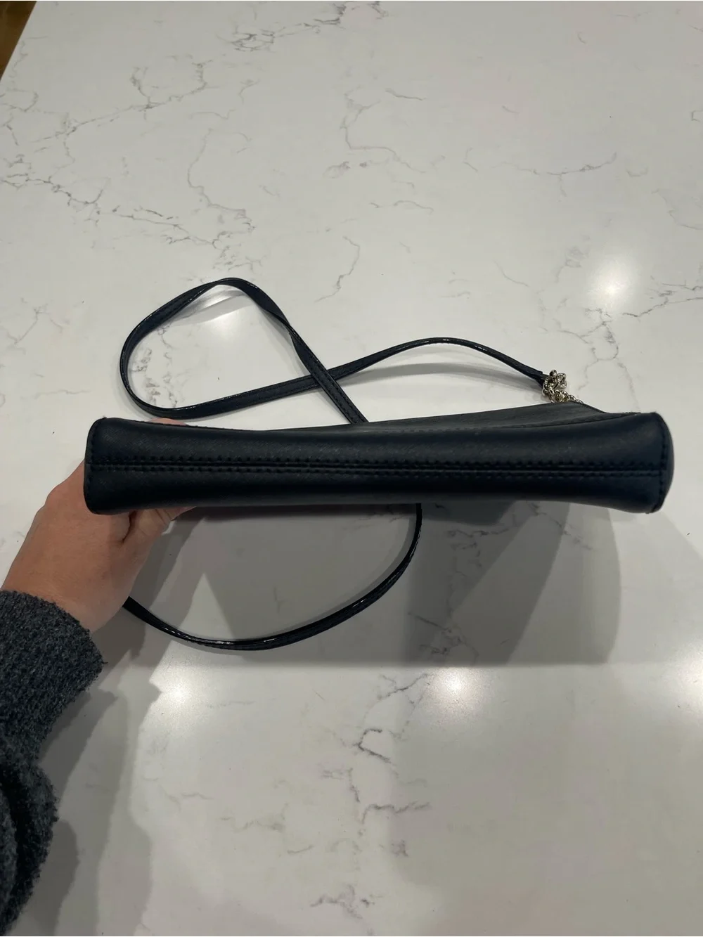 kate spade Black Saffiano Crossbody with Gold Chain Strap